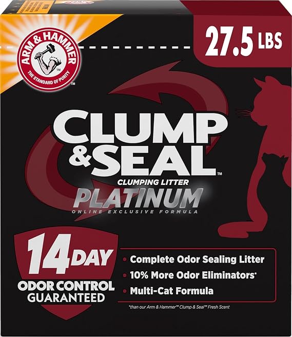 ARM & HAMMER Clump & Seal Platinum Clumping Cat Litter, Exclusive, 27.5 Lbs