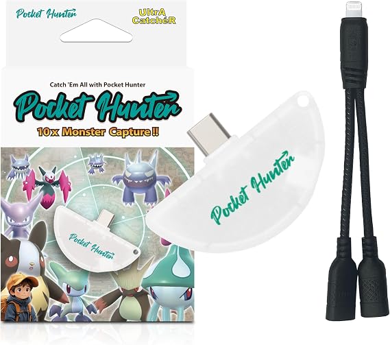 Pocket Hunter - Auto Catch Device for Mobile Gaming | USB-C Plug and Play | No Charging Required | LED Pairing Pass-Through Charging