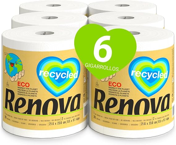 RENOVA Recycled Kitchen Gigarroll, 6 gigar rolls = 50 rolls