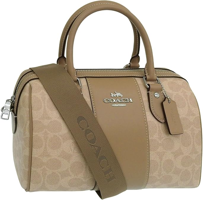 Coach CW376SVPWH Women's Bag, Shoulder Bag, 2-Way, Cross-Body Handbag, Outlet, Brand, Beige, Rowan, Satchel Bag, Signature Canvas, LTH STP RWN