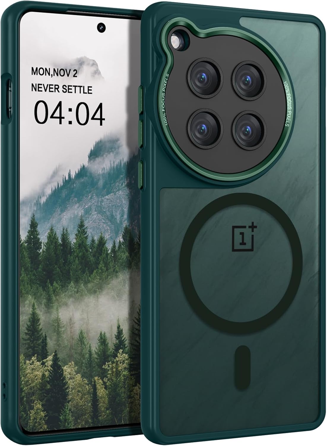 DUEDUE for OnePlus 12 Case Magnetic[Compatible with MagSafe], Military Grade Shockproof PC Back Cover TPU Bumper Protective Phone Case for OnePlus 12 5G 6.82", Green