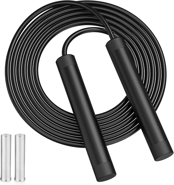 Weighted Jump Rope for Men, Tangle-Free Adjustable Skipping Rope with Metal Handles and Ball Bearings, Workout Jumping Rope for Women, Adult Fitness Exercise
