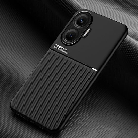 YUECXIN Case for Xiaomi Poco F7 5G, Ultra thin Silky Soft Skin Texture Touch Cover, Simple Stylish Non-Slip Shockproof PU+TPU Silicone Bumper Case Cover. Black