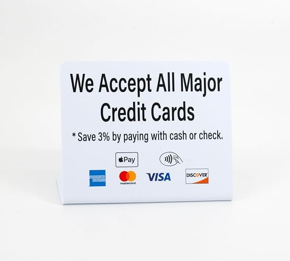 3pk We Accept All Credit Cards, SAVE 3% With Cash or Check, Encourage Cash Payments, Business Credit Card Payment Signs