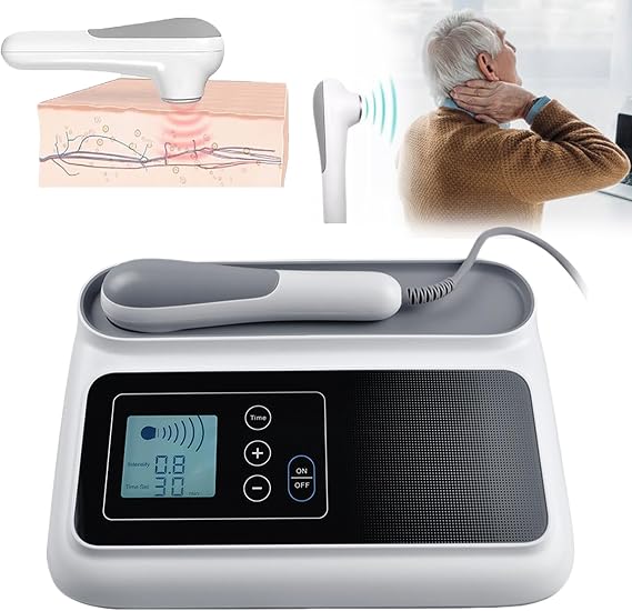 Ultrasound Physiotherapy Equipment,Therapeutic Ultrasonic Machine for Home Use, Portable Pain Relief Devices for Knees Shoulders Lumbar Arms Neck, Adjustable Intensity