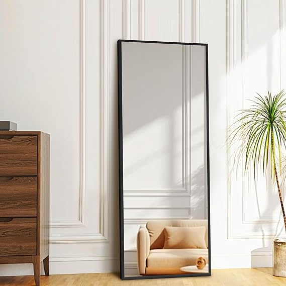 Full Length Floor Mirror 58x19, Floor Standing Mirror, Black
