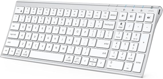 iClever BK10 SE Bluetooth Keyboard for Mac, Slim Full-Size Keyboard, Silver