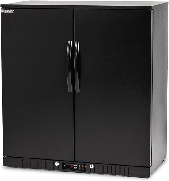 Procool 36" 2-Door Back Bar Cooler, Black Solid Doors Beverage Refrigerator