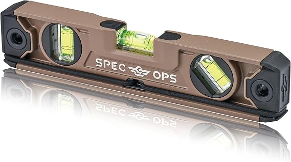 Spec Ops Tools Box Beam Level for Framing & Layout, 33% Larger Precision Block Vials, Tourniquet Attachment System, Magnetic, Torpedo 10"