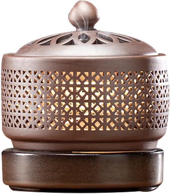 Cone Incense Burner Calabash Incense Stick Holder,Ceramic Electric Incense Burner, Timing Temperature Control Aromatherapy Furnace,B
