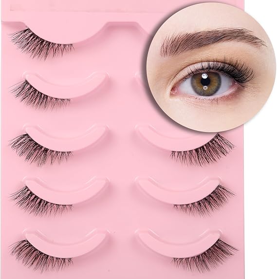 Himirell False Eyelashes Half Lashes Cat Eye Strip Natural 1/2 Lashes Short Fluffy Accent Tatti 3/4 Lashes Wispy Fake Eyelashes Set