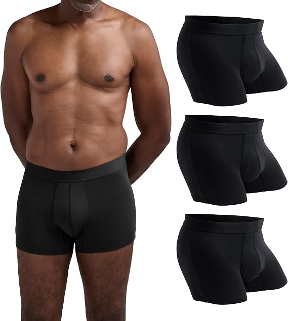 KNIX Men's Absorbent Boxer Trunks Moisture-Wicking, Odor-Resistant, Reusable, Machine Washable (3 Pack)