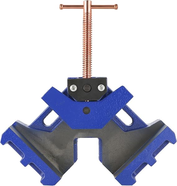 DASBET Cast Iron Welders Angle Clamp - Heavy Duty Two Axis Welding Clamp Right Angle 90 Degrees Self Centering Jig and Fixture Clamp for Woodworking Corner Miter