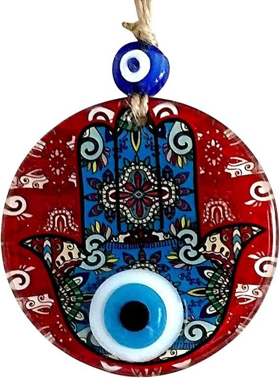 Fatma Ana Bereket Hand Patterned Evil Eye Beaded Wall Ornament 10 Cm Glass Wall Ornament