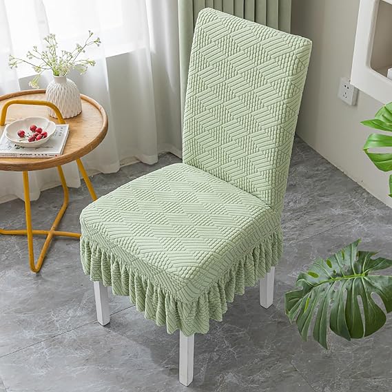 Chair Covers for Dining Room 4 Pack, Stretch Seat Cover Washable Slipcover for Home Holiday Party Decor(Green)