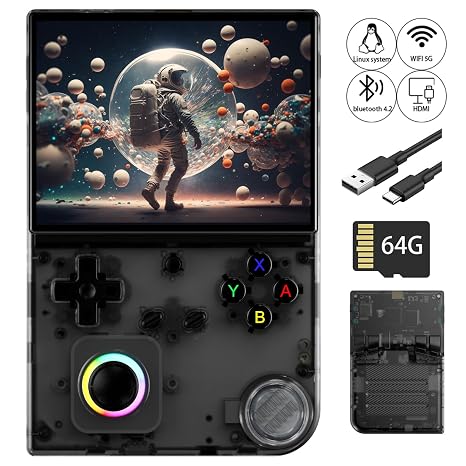Anbernic RG40XXV Retro Handheld for Family Fun & Travel 4753+ Games Linux | 4''IPS Screen 3200mAh Built-in 64G Card Support 2.4G/wired/BT HDMI Wi-Fi Multiplayer RG 40XXV Portable Gaming Console black