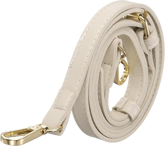 1Pcs Adjustable Leather Purse Straps 51.2 inch, Beige & Gold