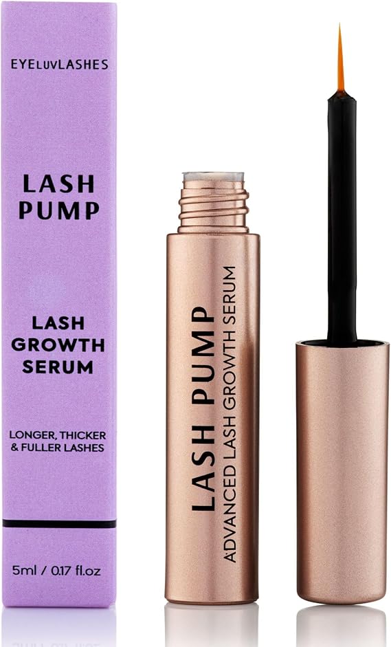 Eyeluvlashes Lash Growth Serum - Lash Pump Powerful Lash Serum for Thicker, Longer Eyelashes - Eyelash Growth Serum for Extra Thickness - Eyelash Serum with Amino Acids, Provitamin B5, Biotin - 5ml