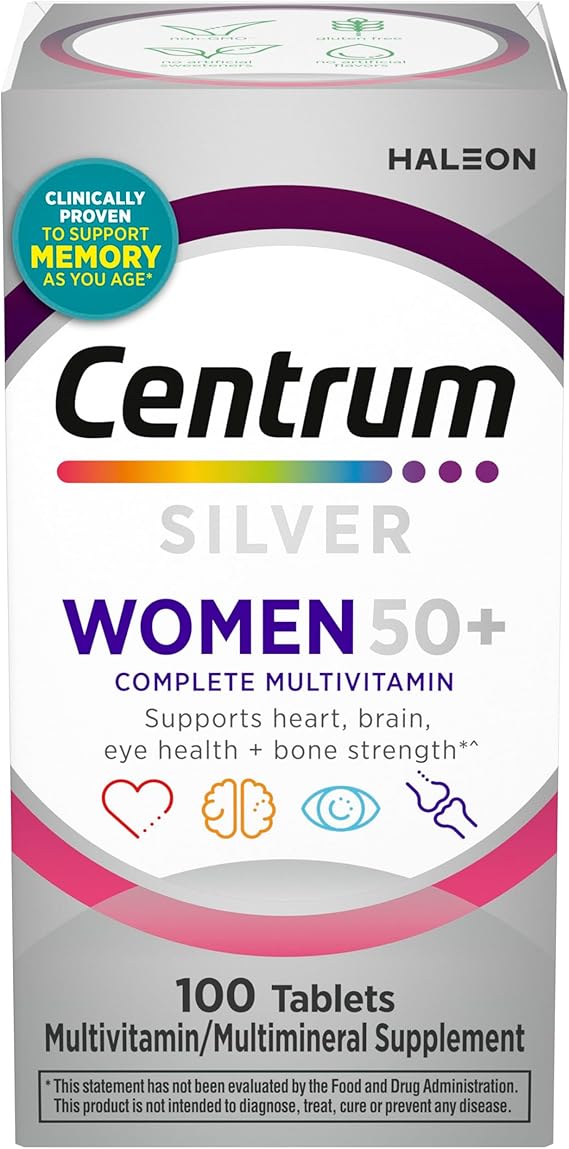 Centrum Silver Women's Multivitamin for Women 50 and Over, 100 Tablets