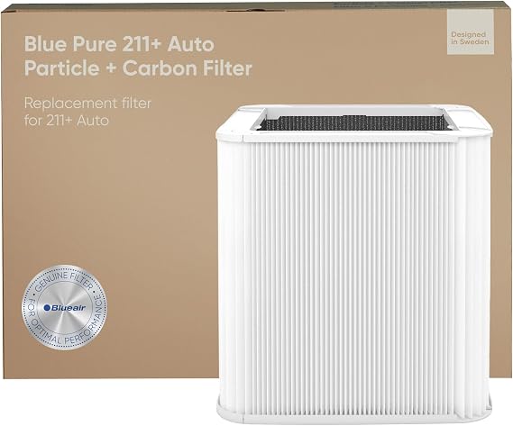 BLUEAIR Genuine Blue Pure 211+ Auto Replacement Filter for Blueair 211+ Auto Air Purifiers - AHAM Certified, HEPASilent Dual Filtration, Removes Particles & Odors, Genuine Carbon Filter