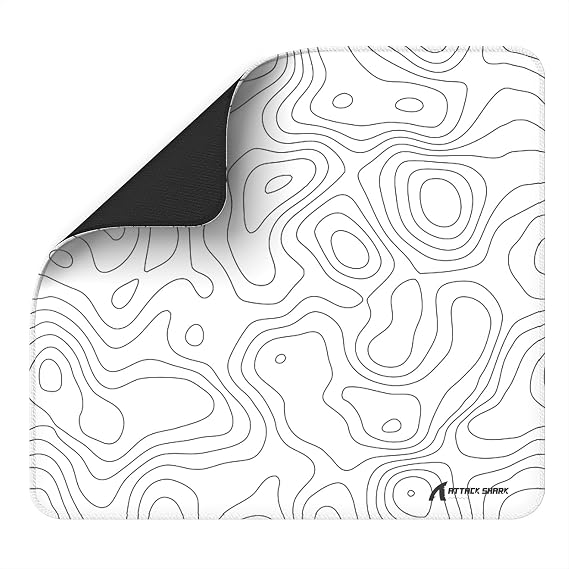 ATTACK SHARK CM02 eSports Gaming Mouse Pad, Water Resistant Coating Large Mouse Mat, Fine Sand-Like Texture Surface, Slip-Resistant Bottom, Micro-Knit Stitched Edges, 450x400x4mm-White Contour