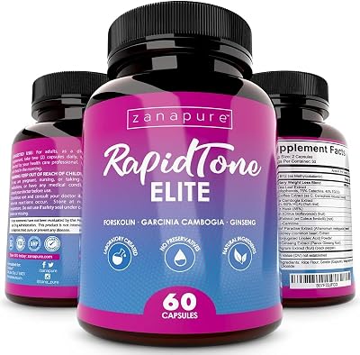 Zanapure Rapid Tone Elite Capsules | with Garcinia Cambogia, Forskolin, CLA & L-carnitine | for Lean & Sculpted Body | for Men & Women | 60 Capsules 30 Days Supply | Made in USA