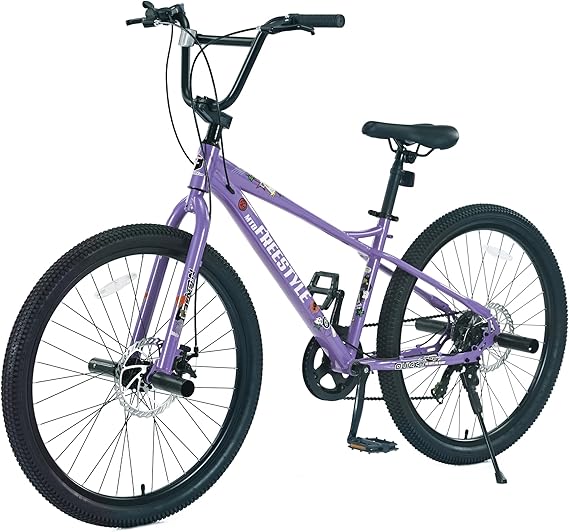 ZUKKA 26 Inch Mountain Bike BMX Handlebar Bicycle 7 Speed Kids Bike with 4 Pegs Dual Disc Brake for Kids 12+ Years Old Multiple Colors