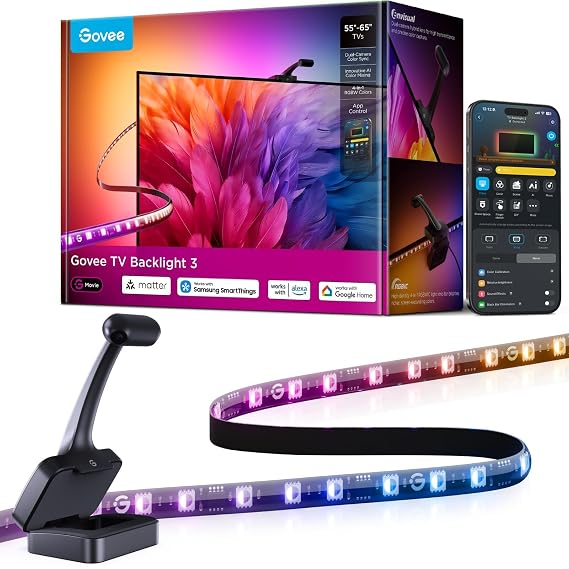 Govee TV LED Backlight 3, 11.8ft RGBWIC Strip, 55-65 inch [Energy Class G]