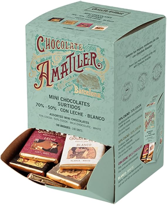 Amatller Box of Mini Chocolate Assortment 5 gr. 4 Varieties - 100 oz