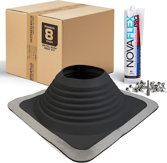 Fasteners Plus #8 Square EPDM Metal Roof Pipe Flashing Boot