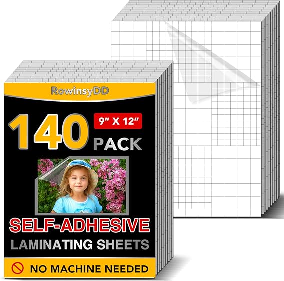 140 PCS Self-Adhesive Laminating Sheets, 9 x 12 Inches Self Adhesive Contact Paper, No Heat No Machine Needed Self Sealing Laminate Sheets