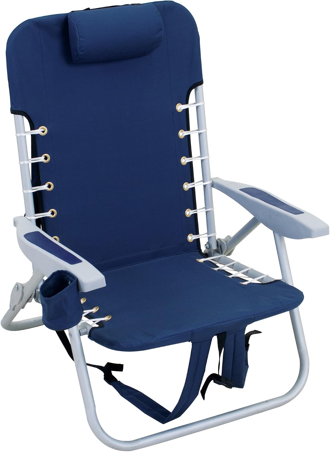 RIO Gear Beach Lace-Up Suspension Folding Beach Chair, Navy, 44.7" x 25.5" x 26.5"