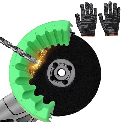 Drill Bit Sharpener for Grinder Drill Sharpener Portable Precise Sharpening for All Drill Bits Angle Grinder Multi-function Attachment with 1 Pair of Gloves