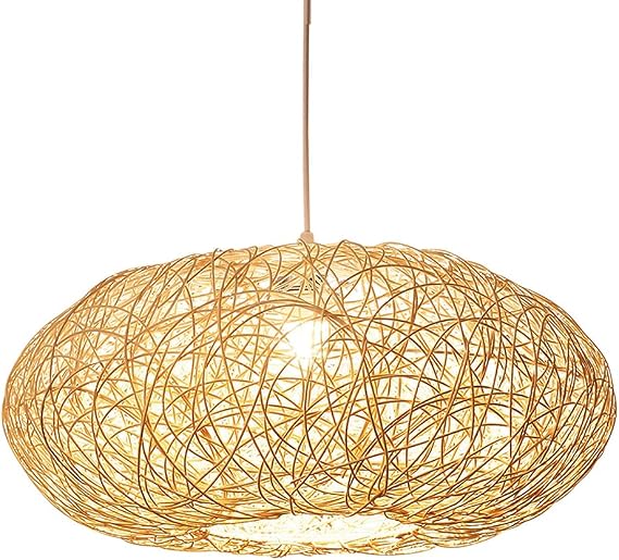 Bamboo Weaving Pendant Light Bamboo Lantern Pendant Lamp Lantern Lamp Rattan Single Light Weaving Natural Wooden E27 Lighting Pendant Lamp Commercial Lighting for Restaurants and Hot