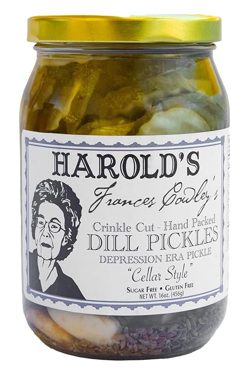 Harold's - Frances Cowley's Crinkle Cut Dill Pickle Slices - Award Winning Gourmet Pickles Packed With Fresh Garlic and Dill - Made in Texas