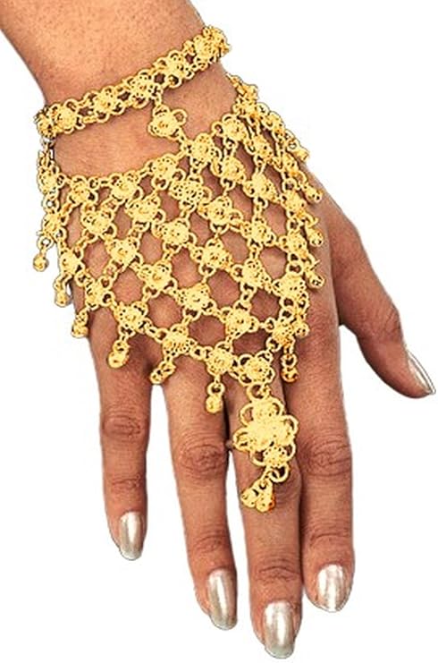 AK TRADING CO. Indian Bollywood Style Exotic Jingle Slave Bracelet - Gold