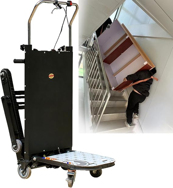Foldable Electric Stair Climbing Dolly, 1102 lb 1280W Powered Electric Stair Climbing Hand Trucks Dolly Cart with Rubber Tracks for Moving, Heavy Duty Stair Climber