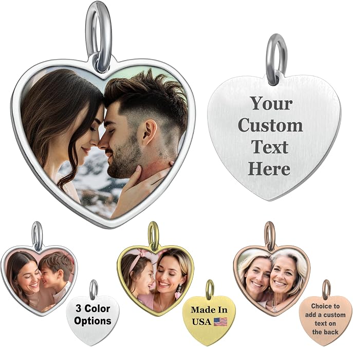 Personalized Photo Charm and Message Engraving Pendant For European Charm Bracelet Gift for Mother's Day Mom