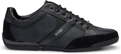 BOSS Mens Saturn Lowp Sneakers in Mixed Materials with Faux Leather and Suede