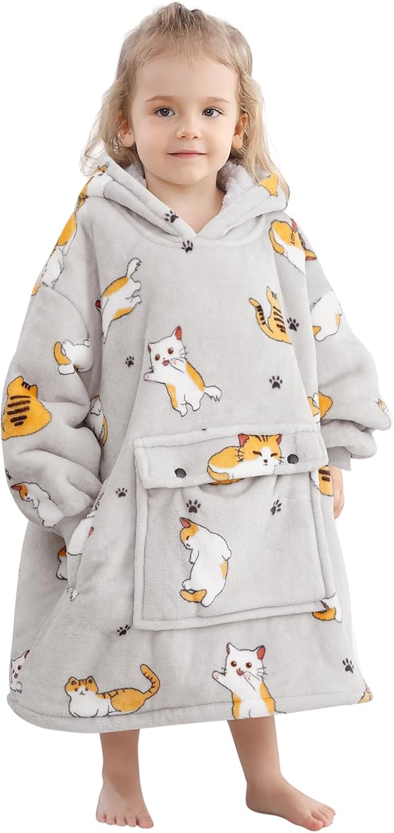 Narecte Kids Hoodie Blanket Oversized Sherpa Fleece Blanket Sweatshirt