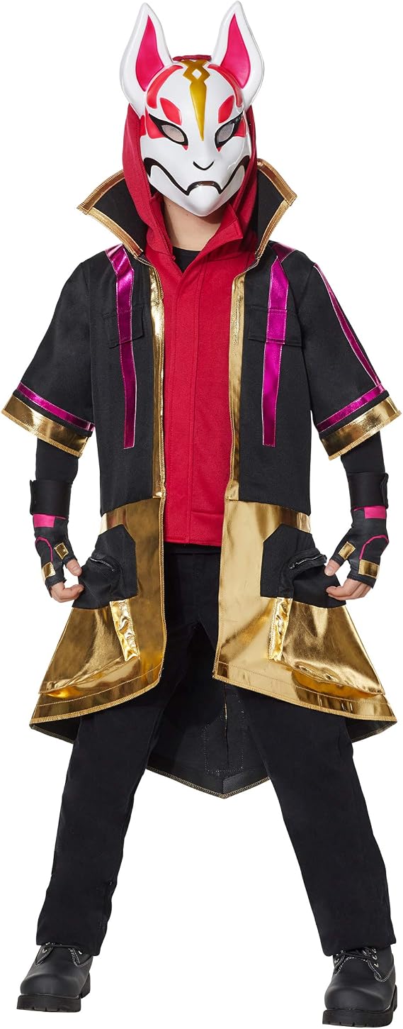 Spirit Halloween Fortnite Kids 2-Fer Drift Costume | Officially Licensed | Video Game Cosplay | Group Costume | Kitsune Mask