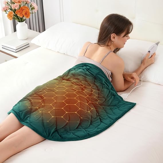 Kaisa Weighted Heating Blanket 5 lbs, 26" x 35" Large Heated Pad, Green