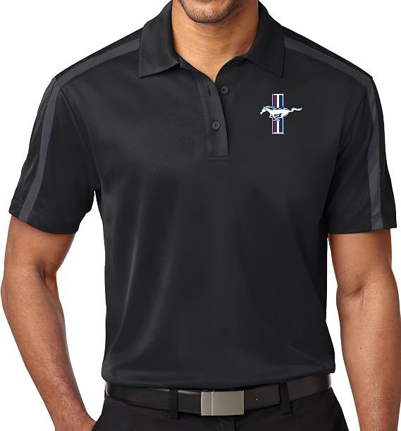 Buy Cool Shirts Mens Ford Mustang GT Colorblock-Stripe Polo Shirt