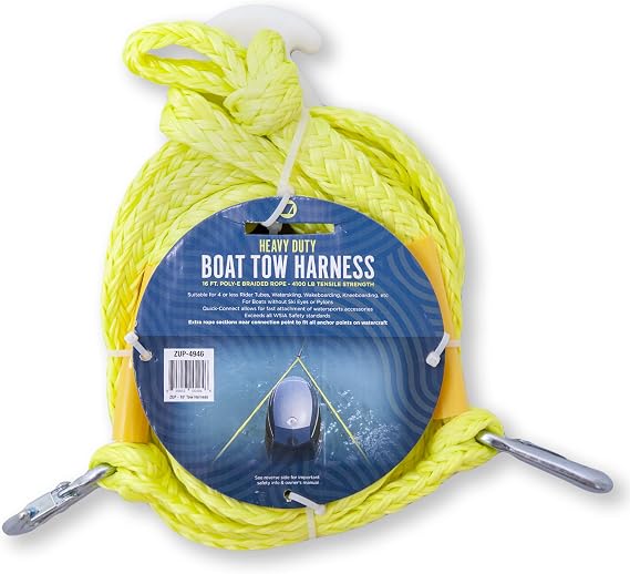 ZUP 4-Person Heavy-Duty Tow Harness, 16ft Tow Rope for Tubes, Skis, Wakeboards and Water Sports, Quick Connect System with Rope Float for Easy Set-Up