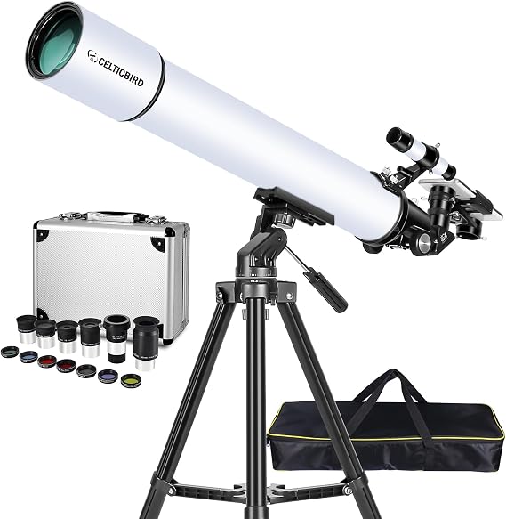 80mm Aperture 900 Refractor Telescope for Adults Astronomy Beginners with AZ Mount, Carry Bag, Phone Mount &13 Pieces Telescope Accessories Kit