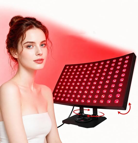360° Rotatable LED Red Light Therapy Lamp 300W - Dual Wavelength 660nm & 850nm Near Infrared Light, Adjustable Height & Angle, 6 Modes 5 Brightness Levels for Face Body Pet Daily Care