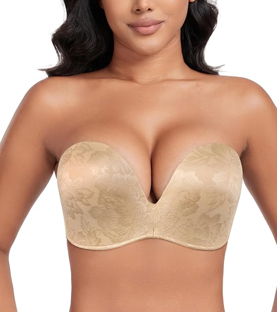DotVol Women Custom Lift Invisible Wirefree Anti-Slip Strapless Push Up Bra | Women, Custom Lift, Invisible, Anti-Slip
