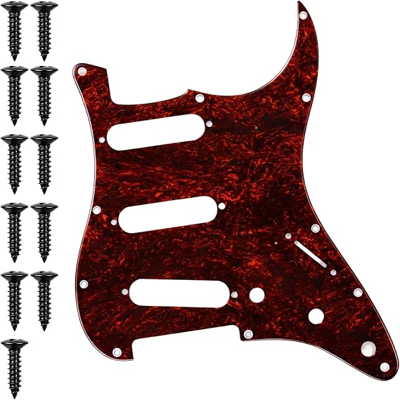 11 Hole Electric Guitar Pickguard Scratch Plate, 11 Hole SSS Strat Pickguard Scratch Plate for Fender USA/Mexican Standard Stratocaster Modern Style Electric Guitar