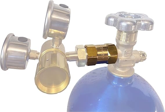 Preece Precision Solid Brass One Piece Compact CGA 320 Carbon Dioxide Co2 Tank to CGA 580 Nitrogen Argon Regulator Adaptor