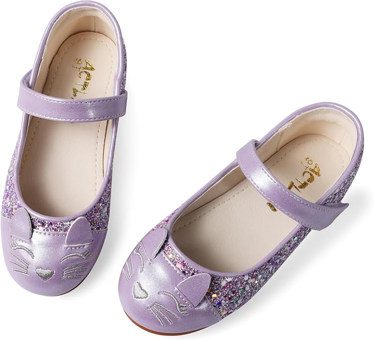 Funny Cat Glitter Princess Ballet Flats for Girls